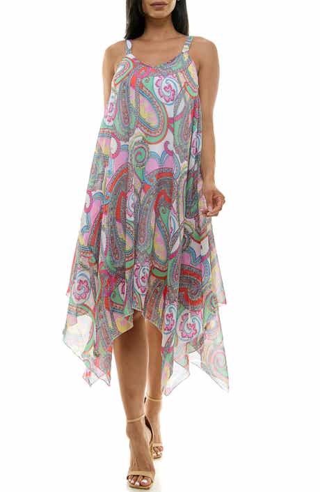 Patterned Handkerchief Hem Dress