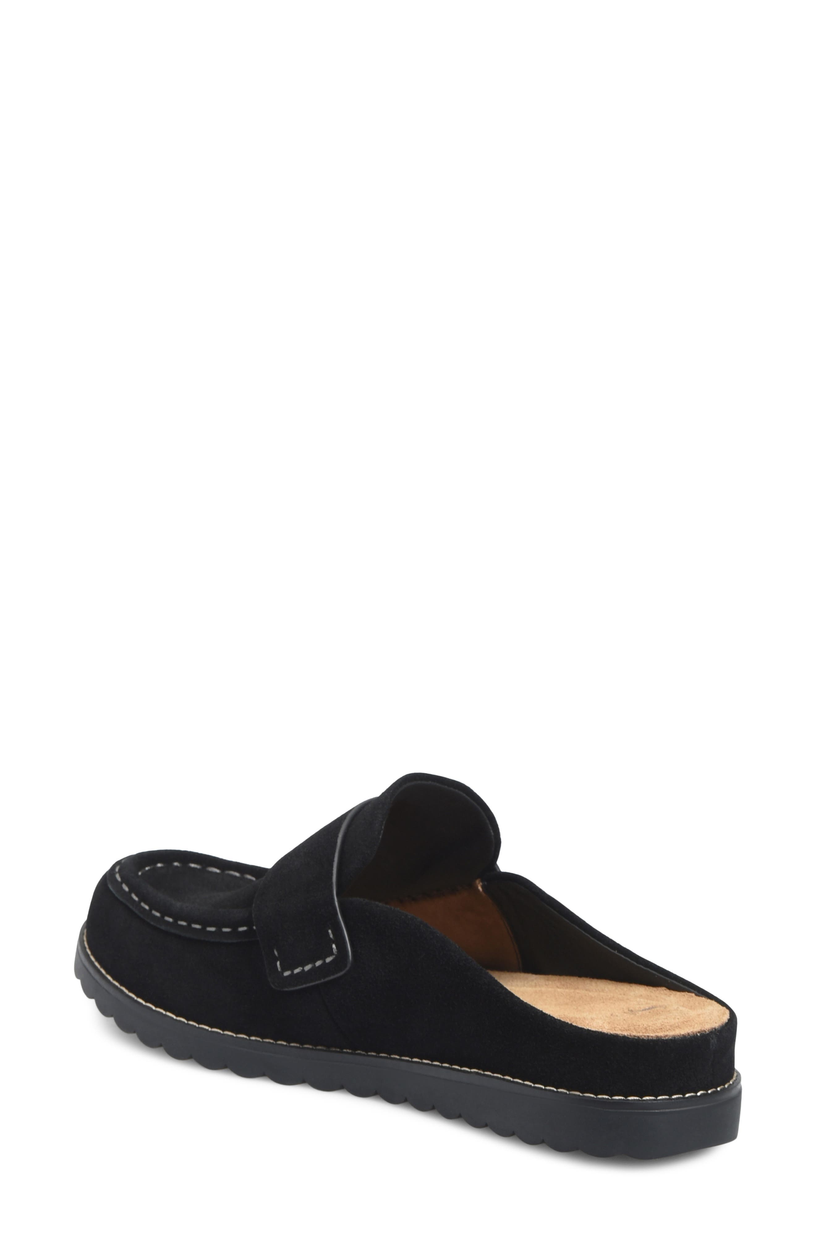 Alicia Leather Flat Mule, Alternate, color, BLACK