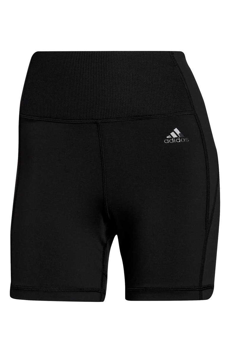 adidas Hyperglam Rib High Waist Training Shorts, Alternate, color, 