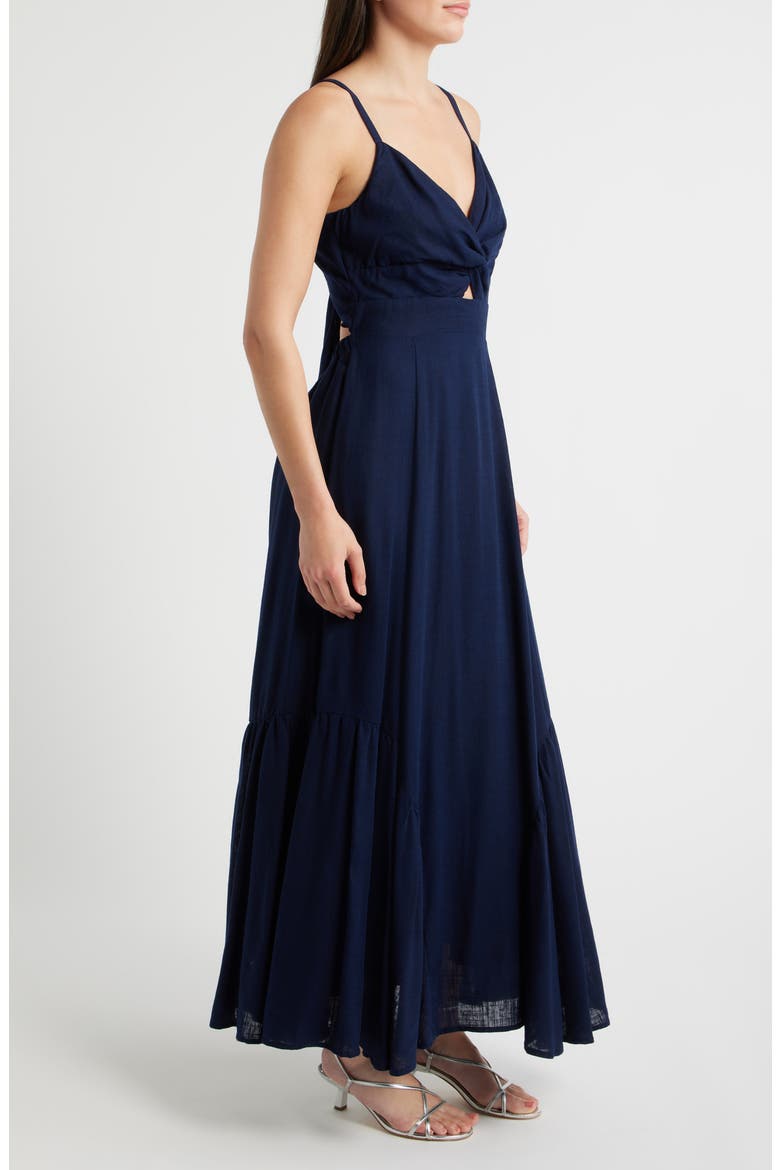 Twist Front Cutout Maxi Dress, Alternate, color, CLASSIC NAVY