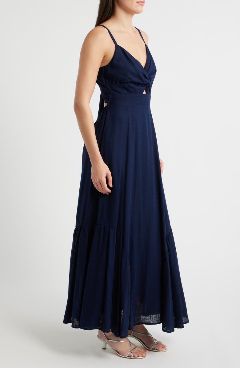CeCe Twist Front Cutout Maxi Dress, Alternate, color, Classic Navy