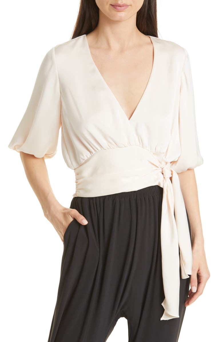 Ramy Brook Ilana V-Neck Tie Hem Top, Main, color,