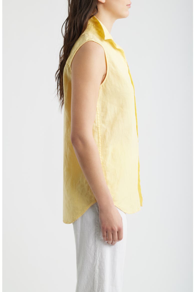 Finley Sleeveless Linen Button-Up Shirt, Alternate, color, SUNSHINE