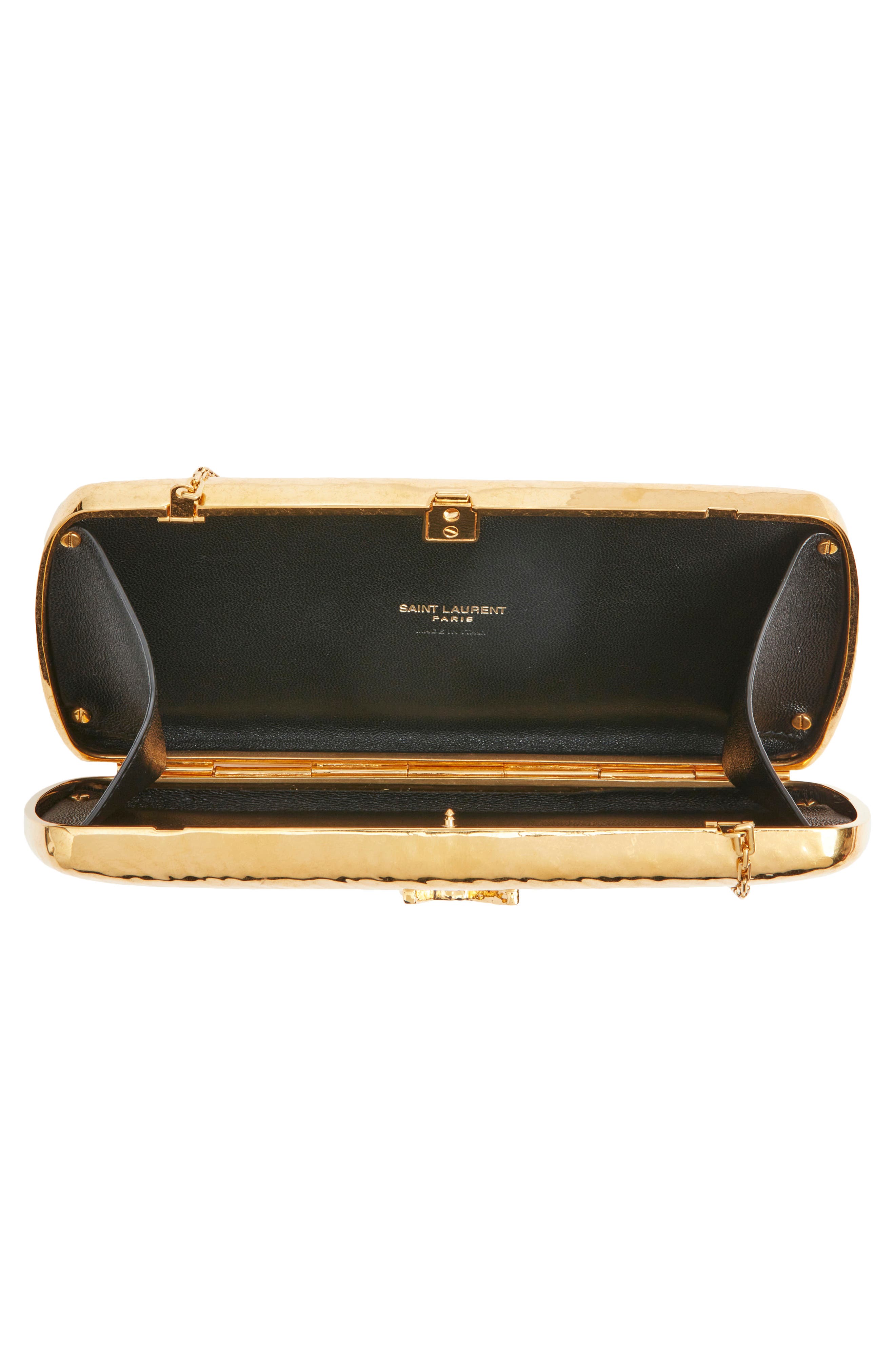 Saint Laurent Metal Evening Clutch, Alternate, color, Gold