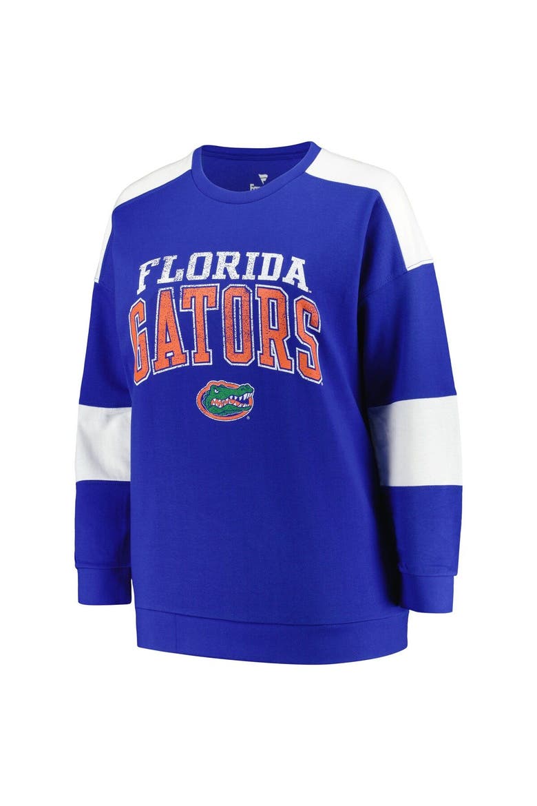 Women's Profile Royal Florida Gators Plus Size Striped Pullover Sweatshirt, Alternate, color, Royal