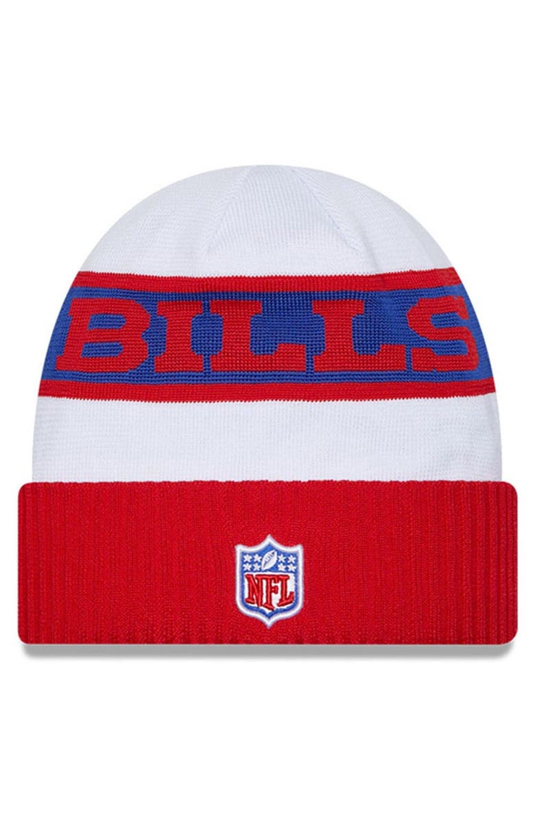 New Era Men's New Era White/Red Buffalo Bills 2023 Sideline Tech Cuffed Knit Hat, Alternate, color,