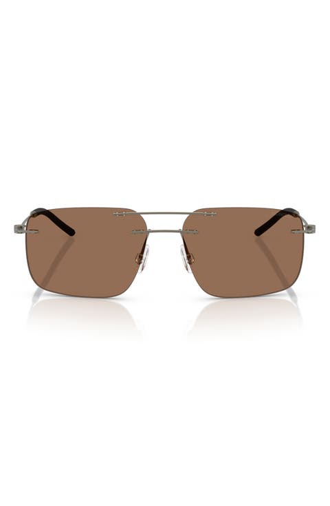56mm Rimless Rectangular Sunglasses