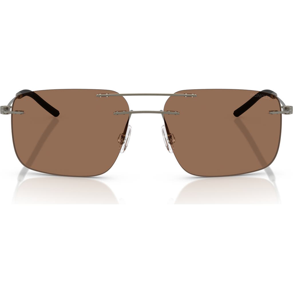Moncler 56mm Rimless Rectangular Sunglasses In Dark Brown