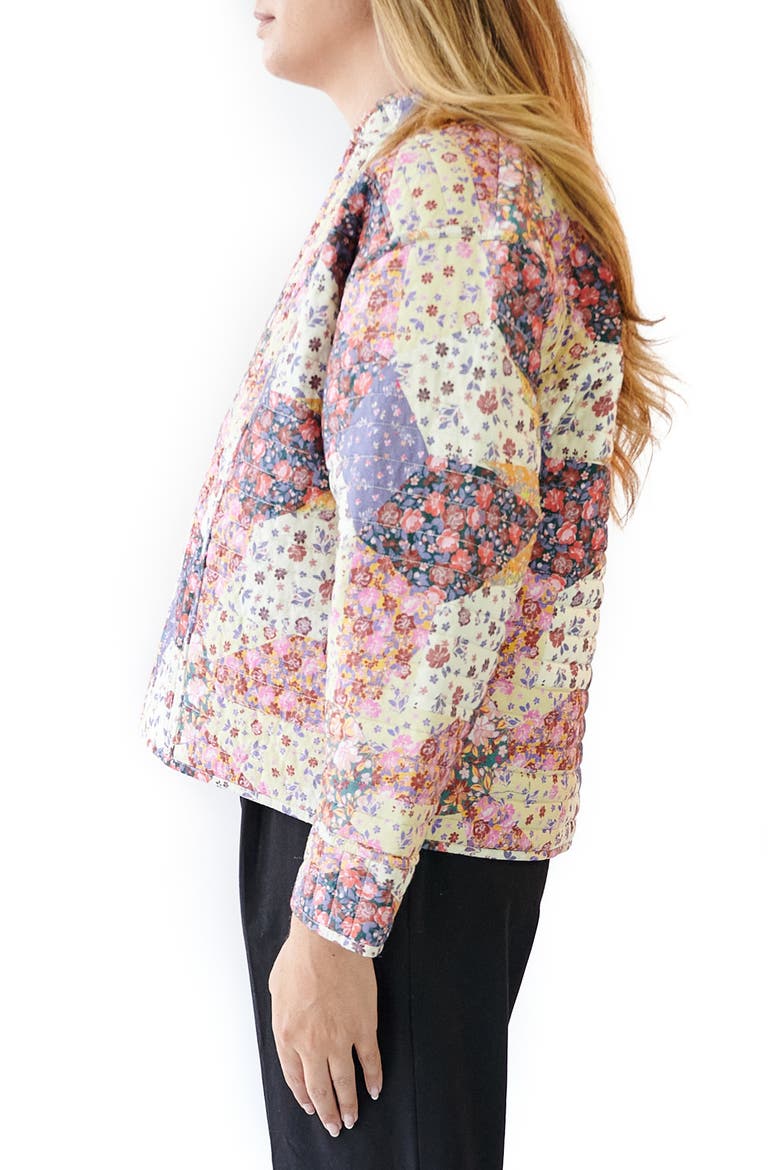 Gender Inclusive Quilted Patchwork Jacket, Alternate, color, WHITE FLORAL MULTI