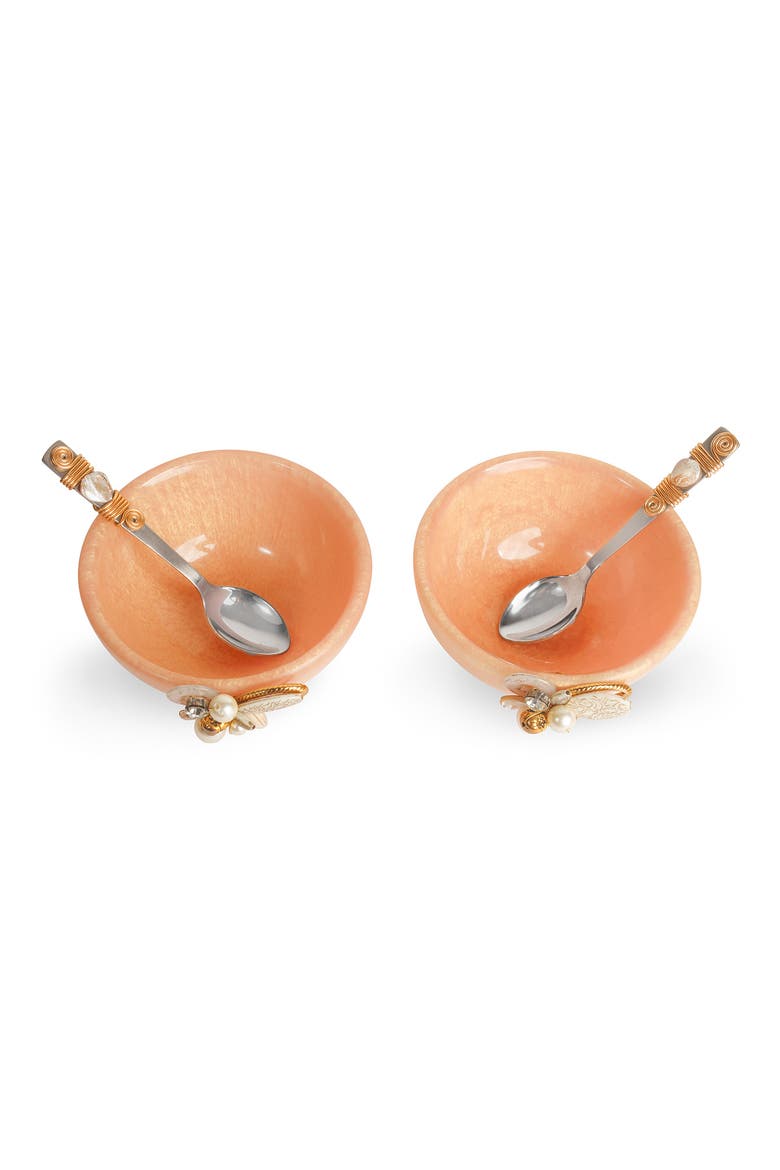 Set of 2 Blush Blossom Snack Bowls, Alternate, color, PINK GOLD