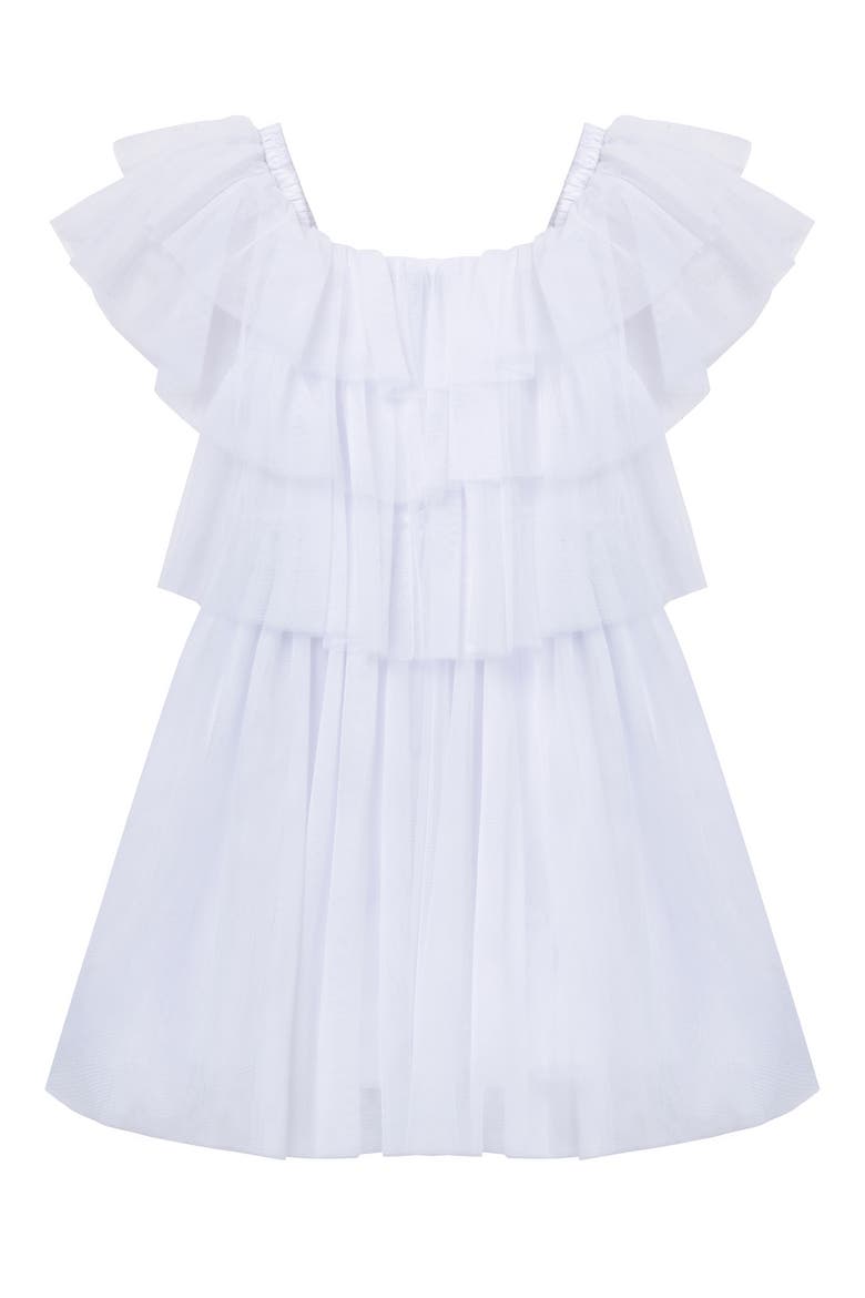 Kids' Ruffle Mesh Dress, Alternate, color, WHITE