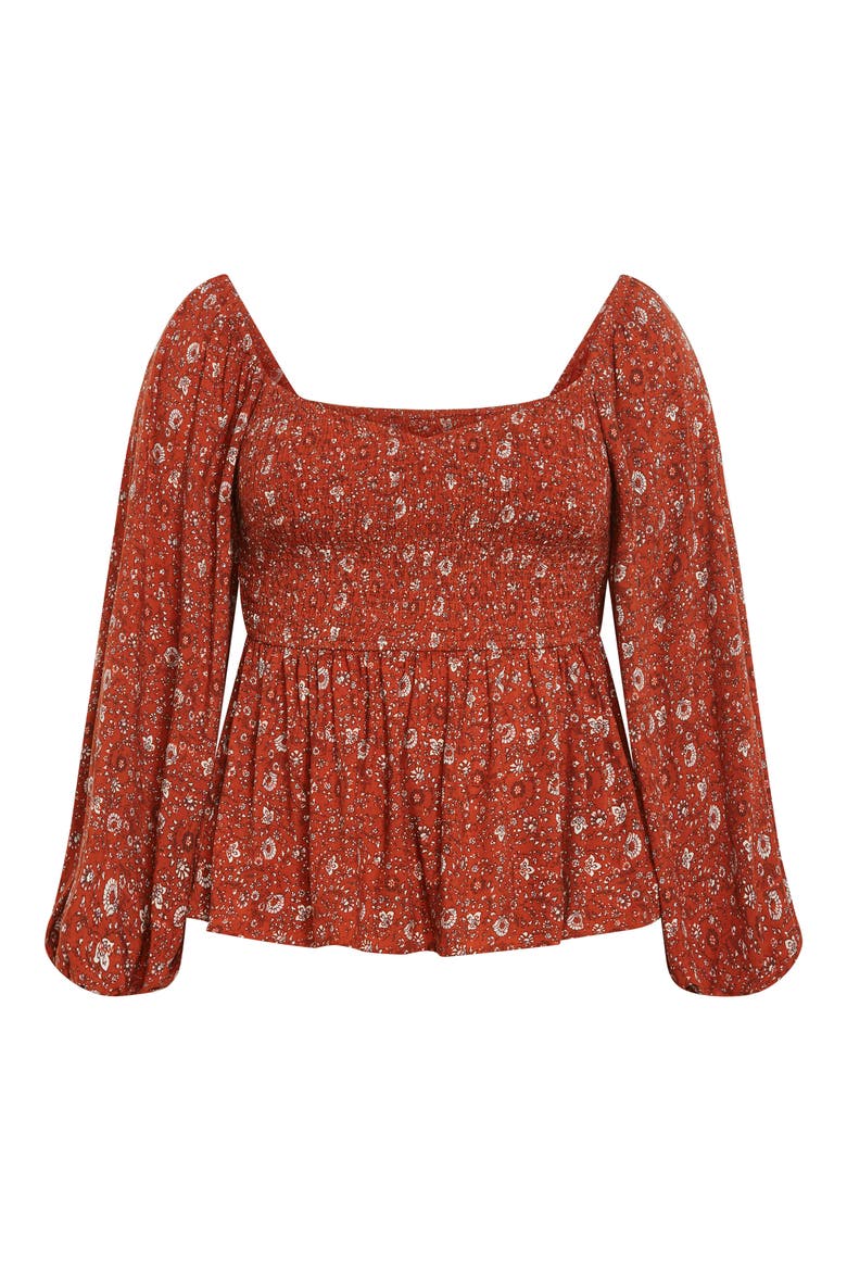 Monroe Smocked Top, Alternate, color, SPICE DITSY