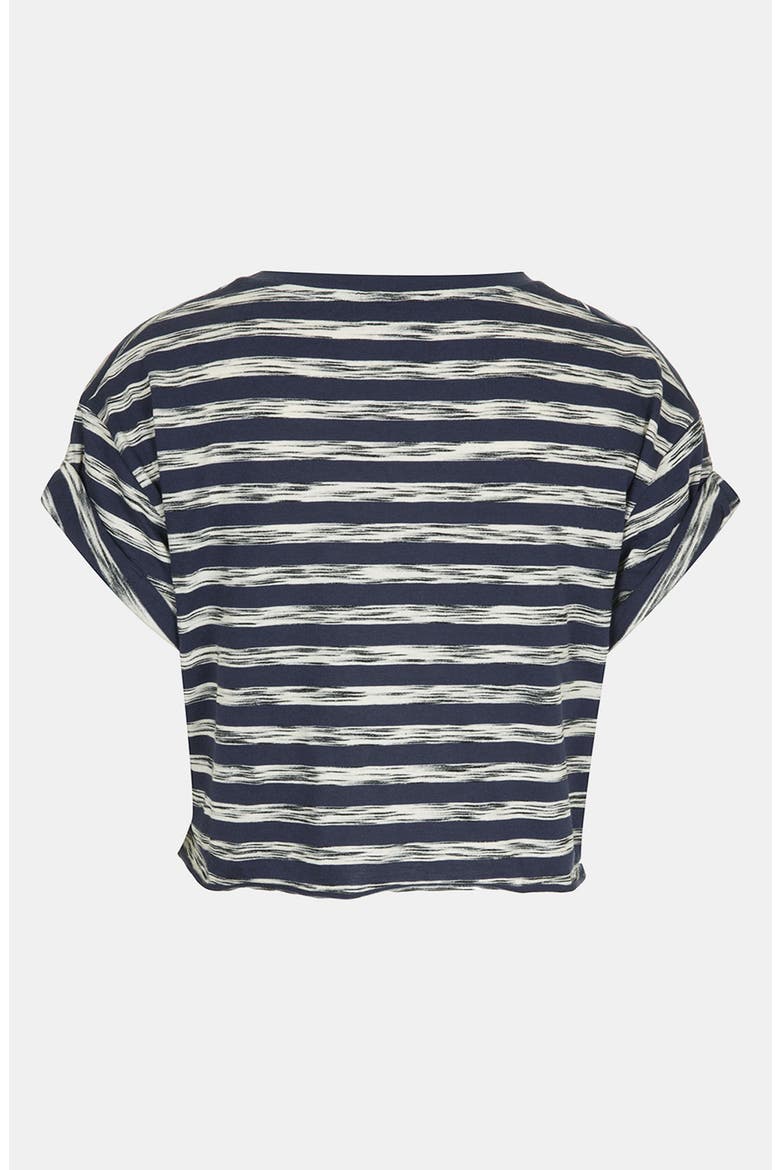 'Ink Jet' Stripe Rolled Sleeve Crop Tee, Alternate, color, NAVY BLUE