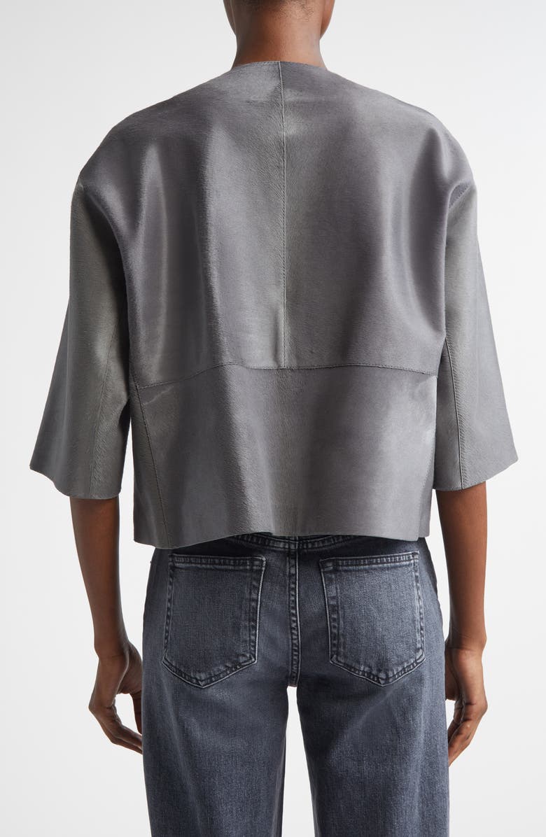 Lafayette 148 New York Patch Pocket Genuine Calf Hair Jacket, Alternate, color, Rock