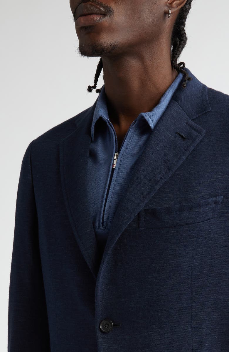 ISAIA Capri Wool, Silk & Linen Knit Sport Coat, Alternate, color, Navy