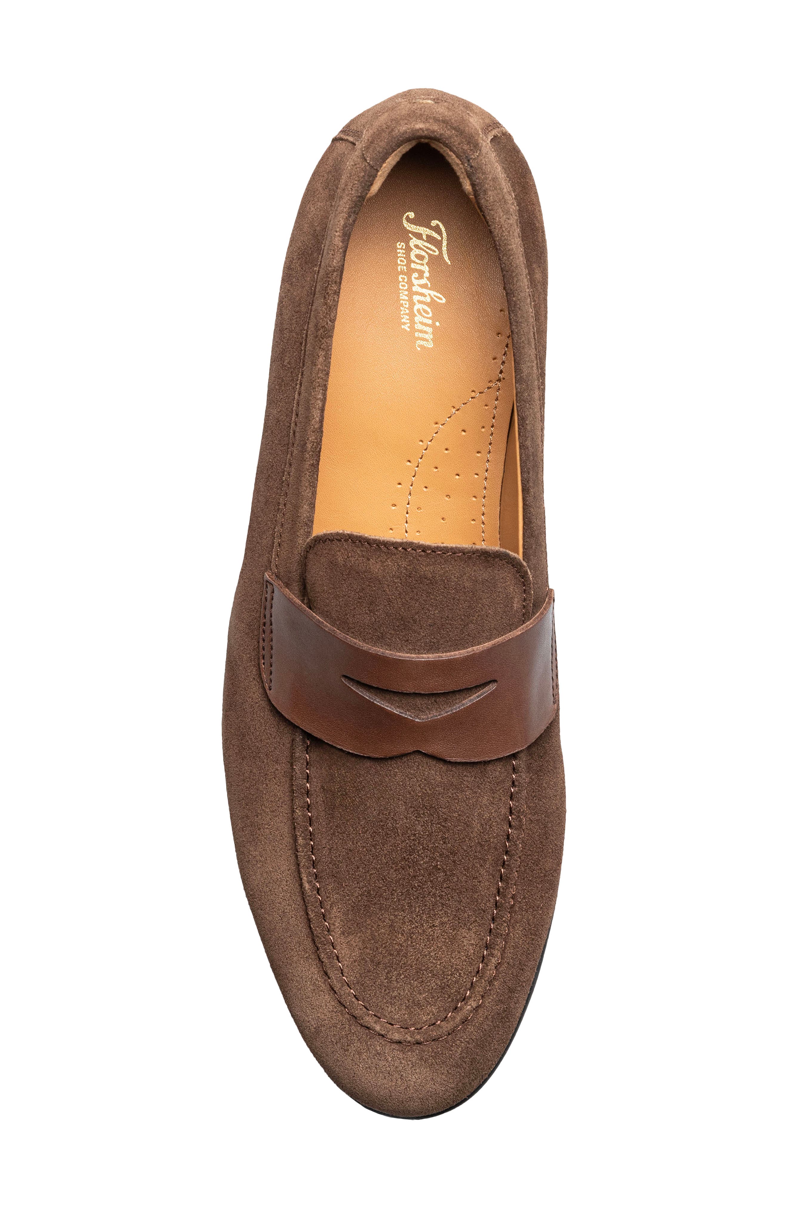 Modena Moc Toe Penny Loafer, Alternate, color, BROWN SUEDE