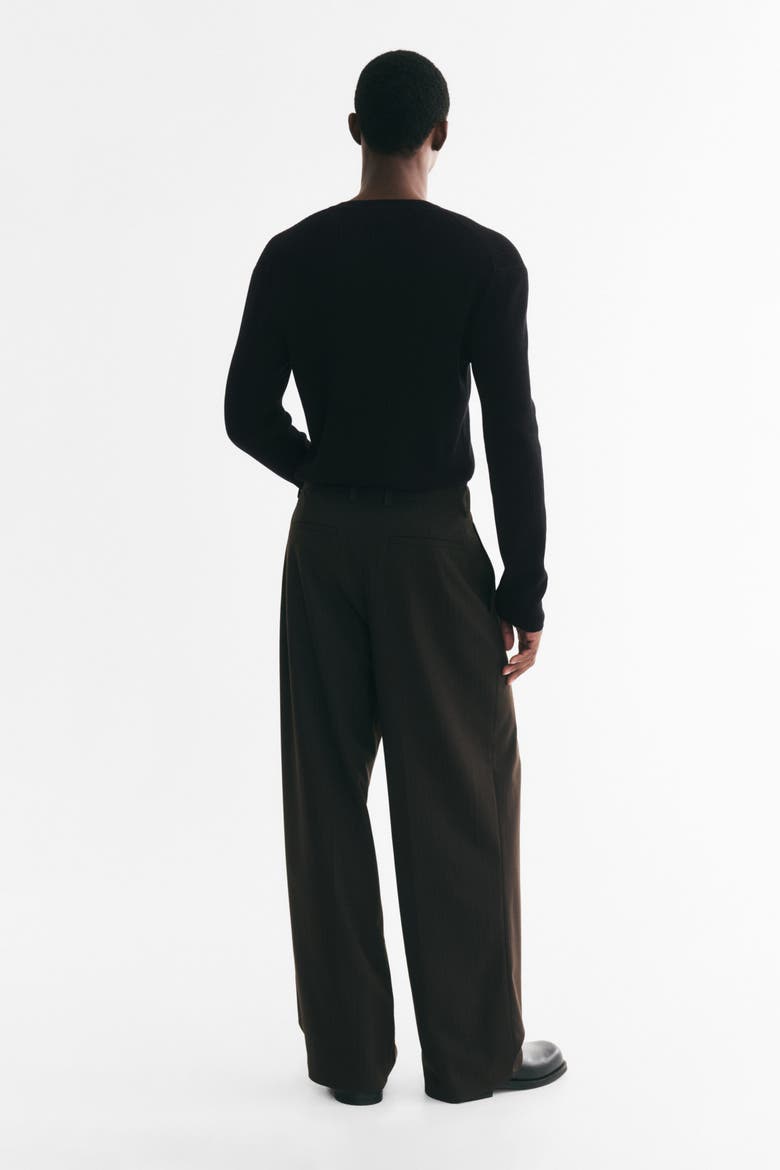Slim-fit Ribbed Henley Shirt, Alternate, color, Black