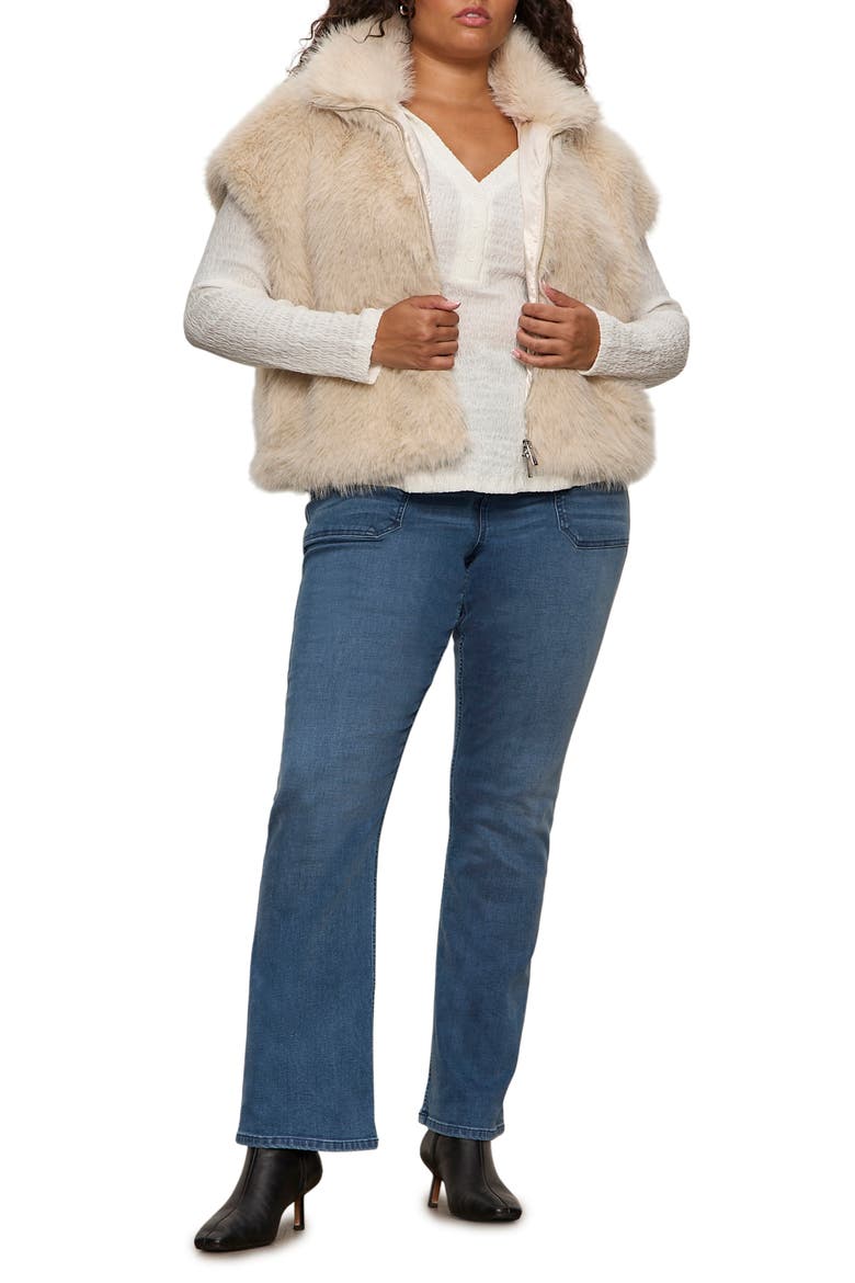 Silky Faux Fur Vest, Alternate, color, ALMOND WHITE