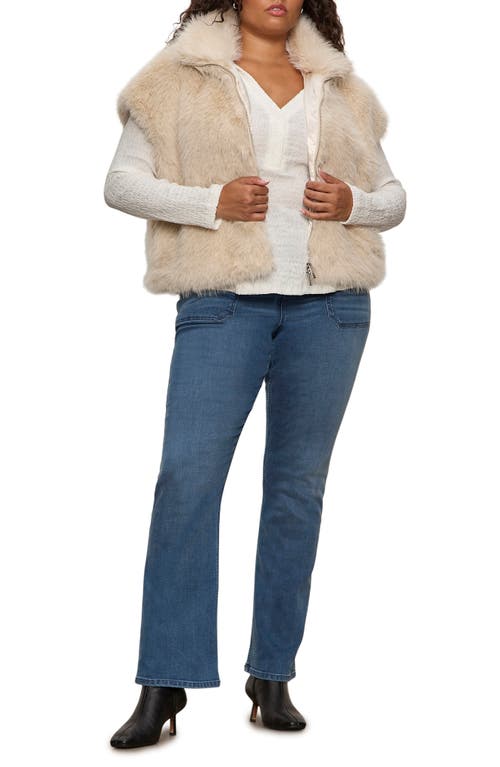 Sanctuary Silky Faux Fur Vest In Nude