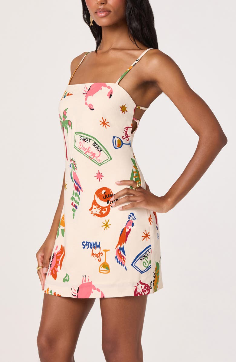 ASTR the Label Valencia Sleeveless Flare Minidress, Alternate, color, Island Sketchbook