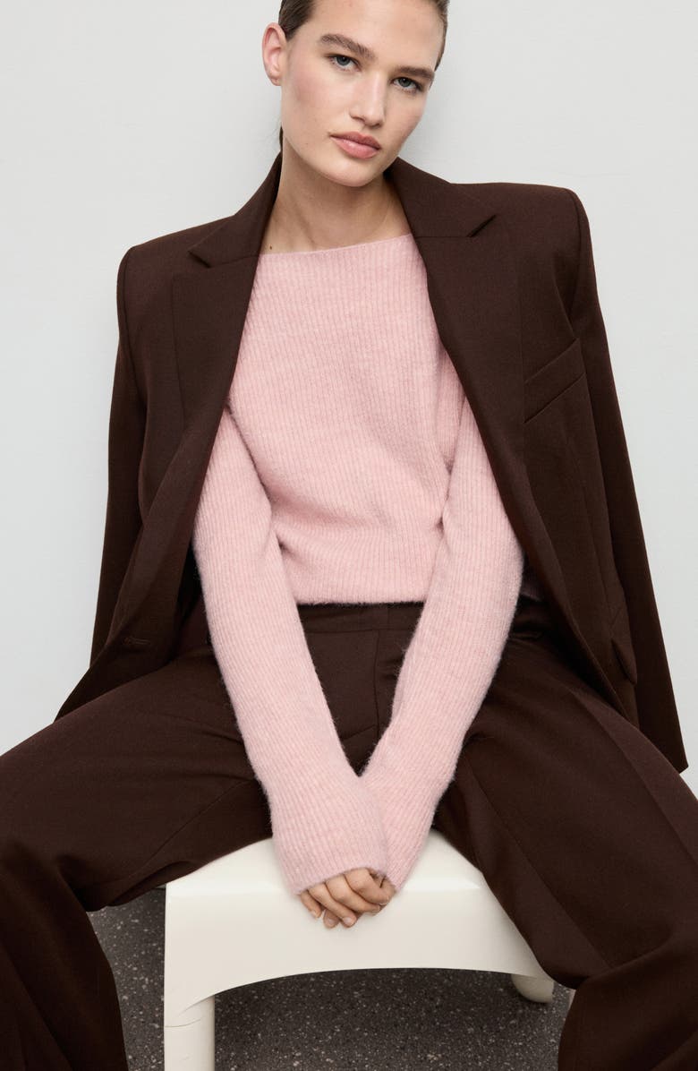 MANGO Boat Neck Rib Sweater, Alternate, color, Pastel Pink
