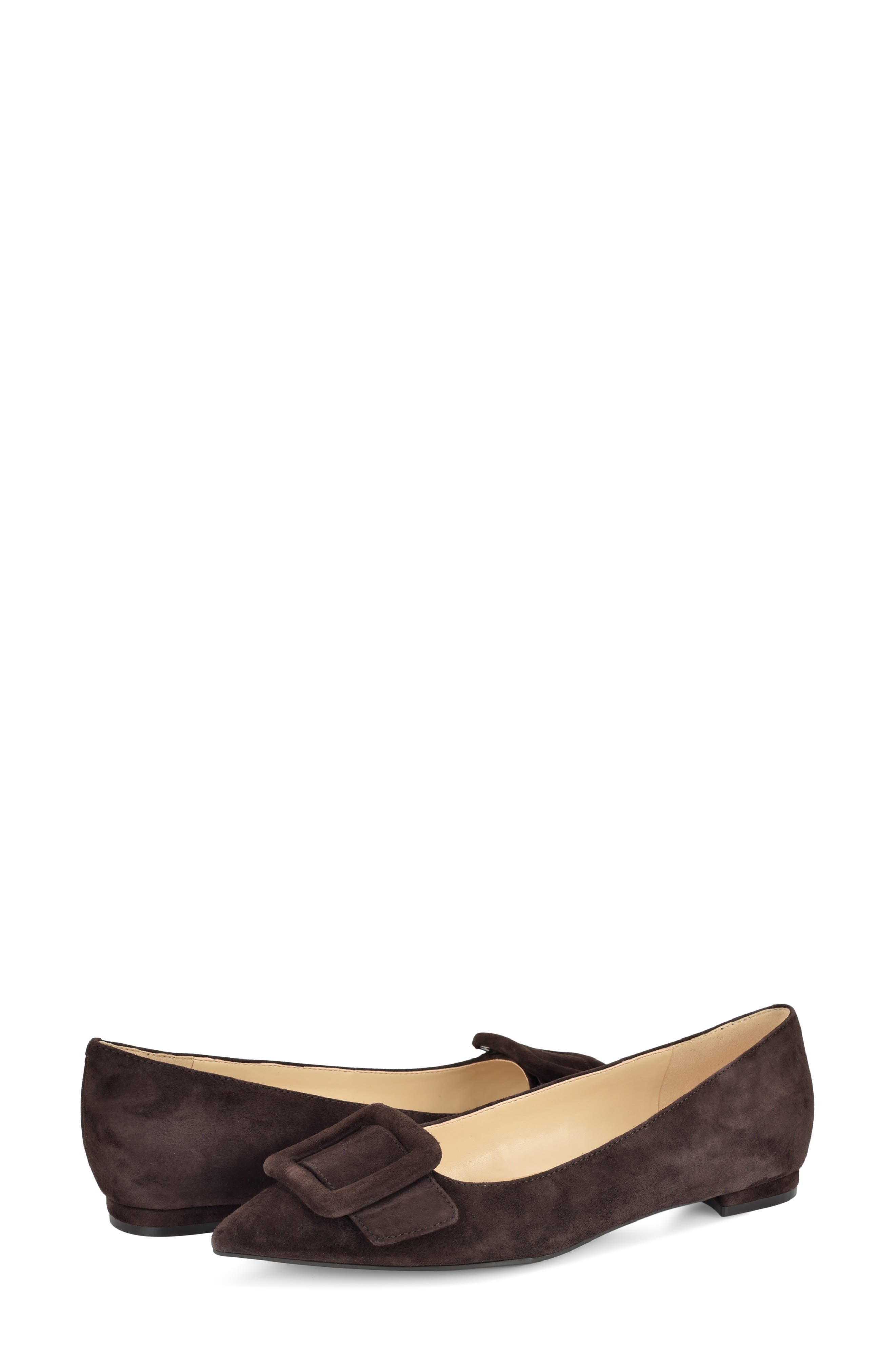 Jesike Pointed Toe Flat, Alternate, color, DARK BROWN