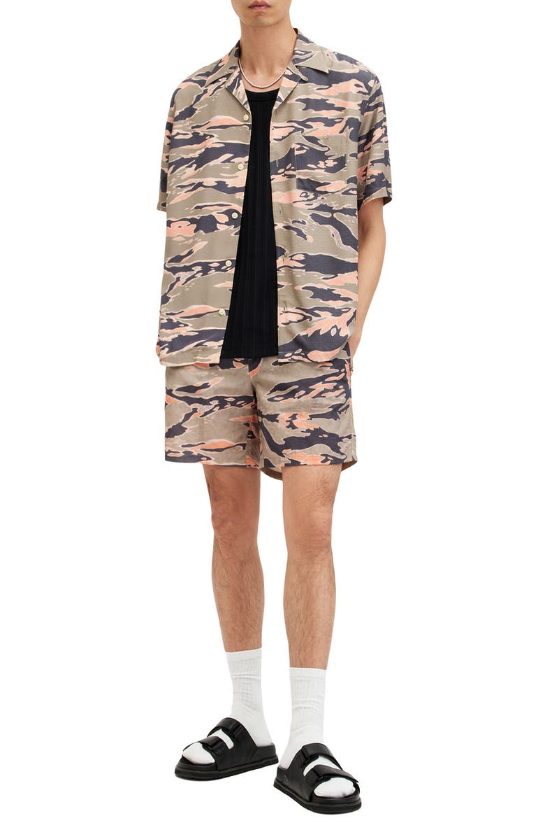 AllSaints Solar Camo Swim Trunks, Alternate, color,