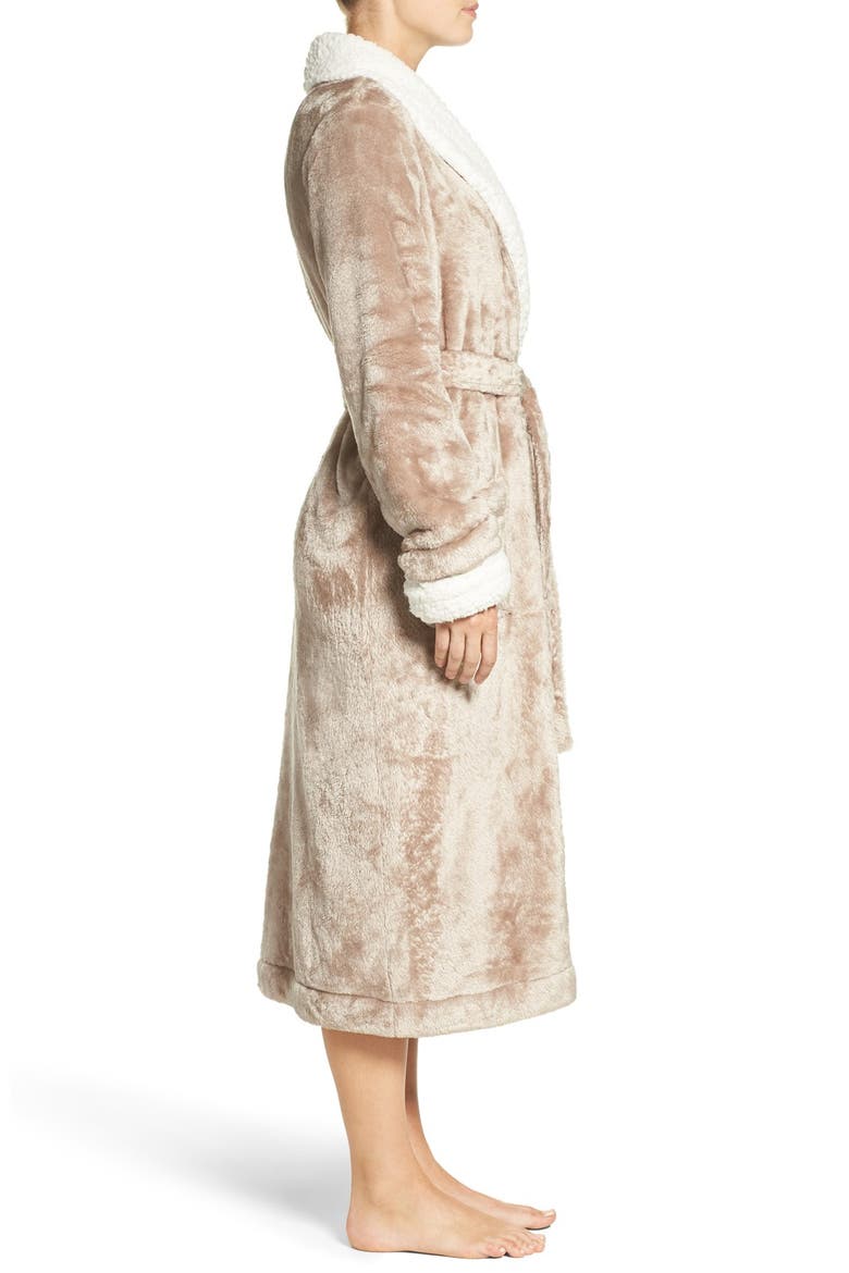 Frosted Plush Robe, Alternate, color, BROWN