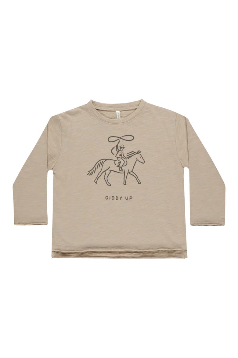Raw Edge Cotton T-Shirt, Main, color, GIDDY UP