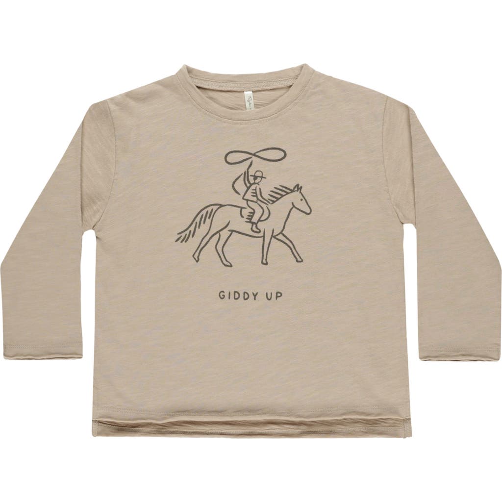 Rylee + Cru Babies' Raw Edge Cotton T-shirt In Brown