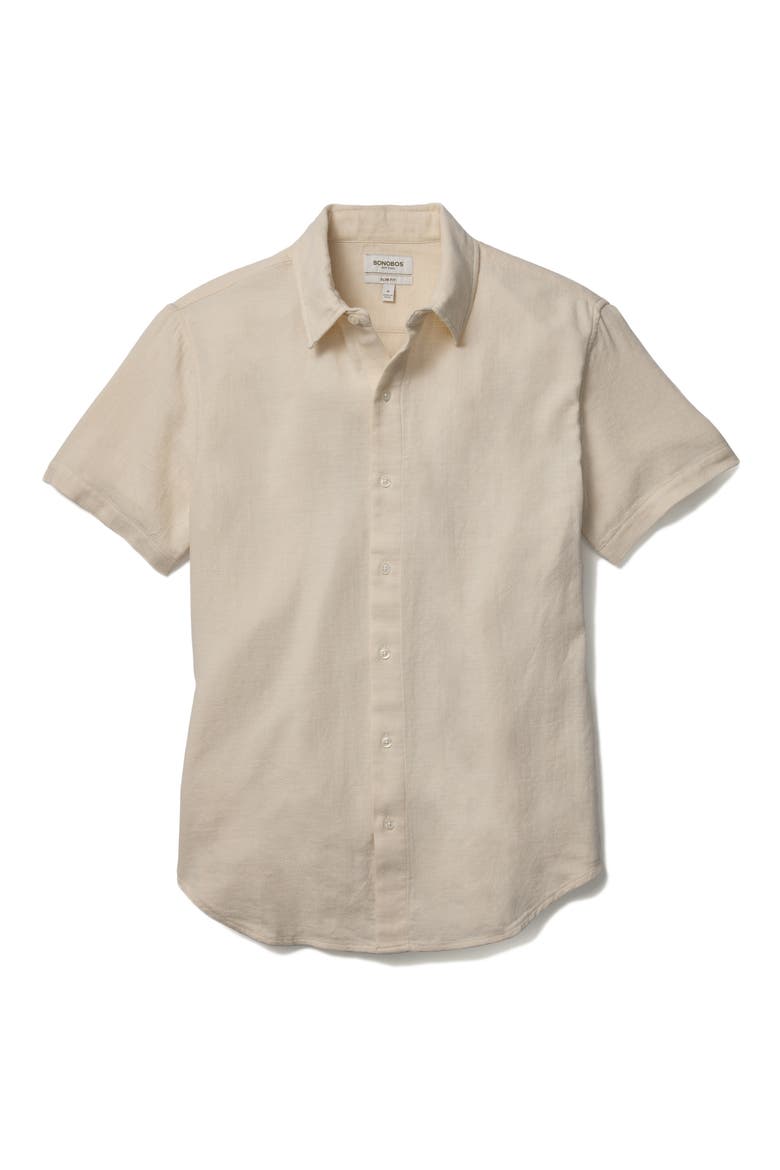 Riviera Slim Fit Short Sleeve Button-Up Shirt, Alternate, color, ECRU DIAMOND GEO