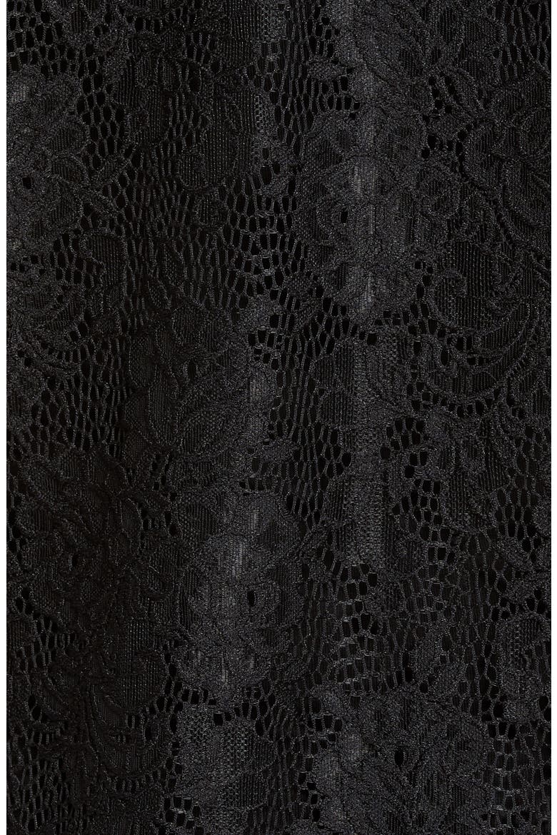 Grosgrain Tie Back Lace Top, Alternate, color, BLACK