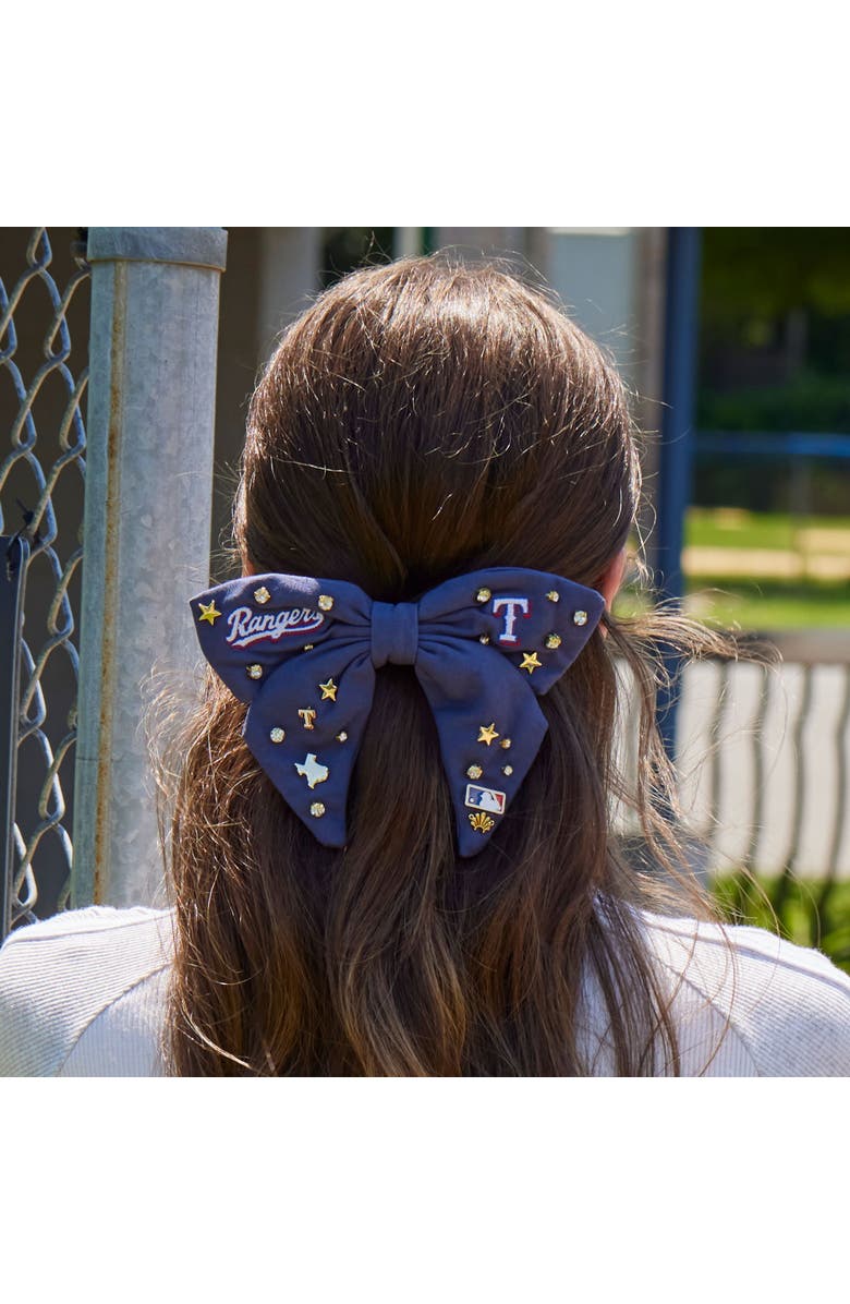 Lele Sadoughi MLB Texas Rangers Bow Barrette, Alternate, color, Navy 400
