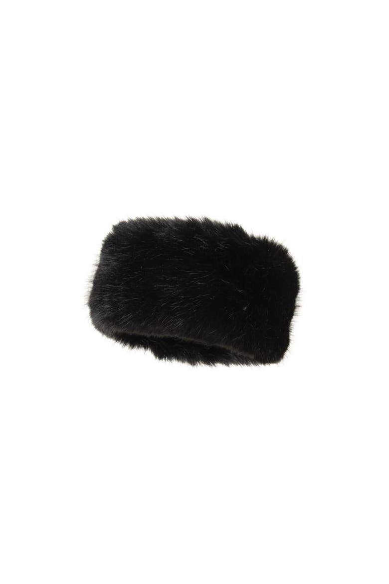 Faux Fur Thermal Headband, Alternate, color, Black