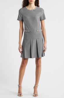 Bejeweled Short Sleeve Drop Waist Dress