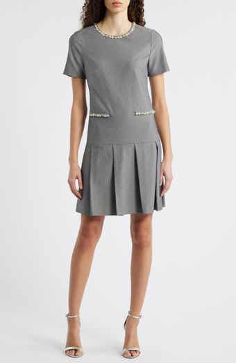Bejeweled Short Sleeve Drop Waist Dress