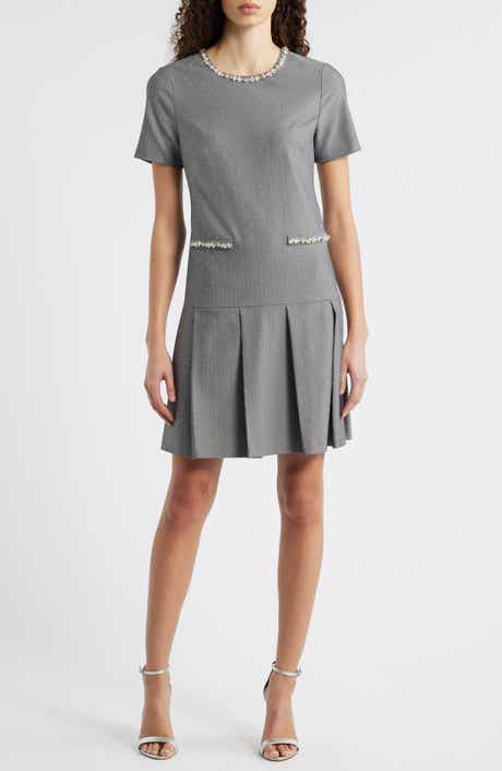 Bejeweled Short Sleeve Drop Waist Dress