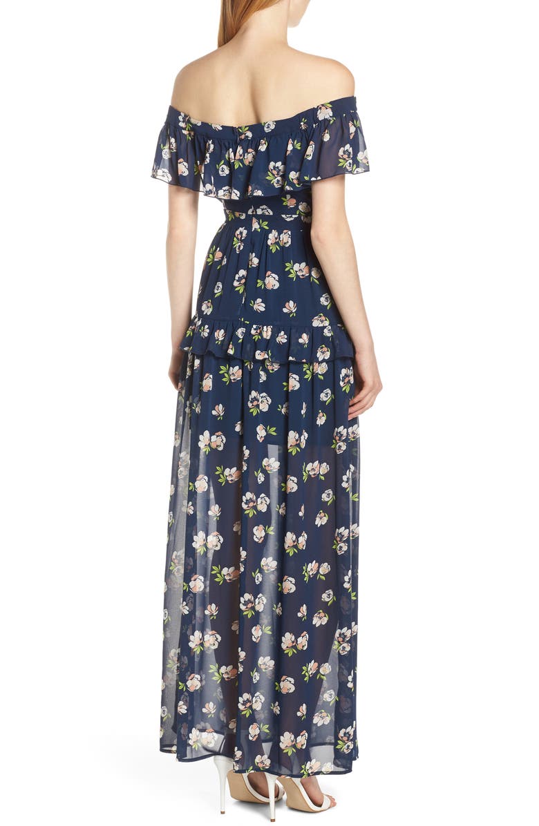 Charles Henry Off the Shoulder Ruffle Maxi Dress, Alternate, color, 