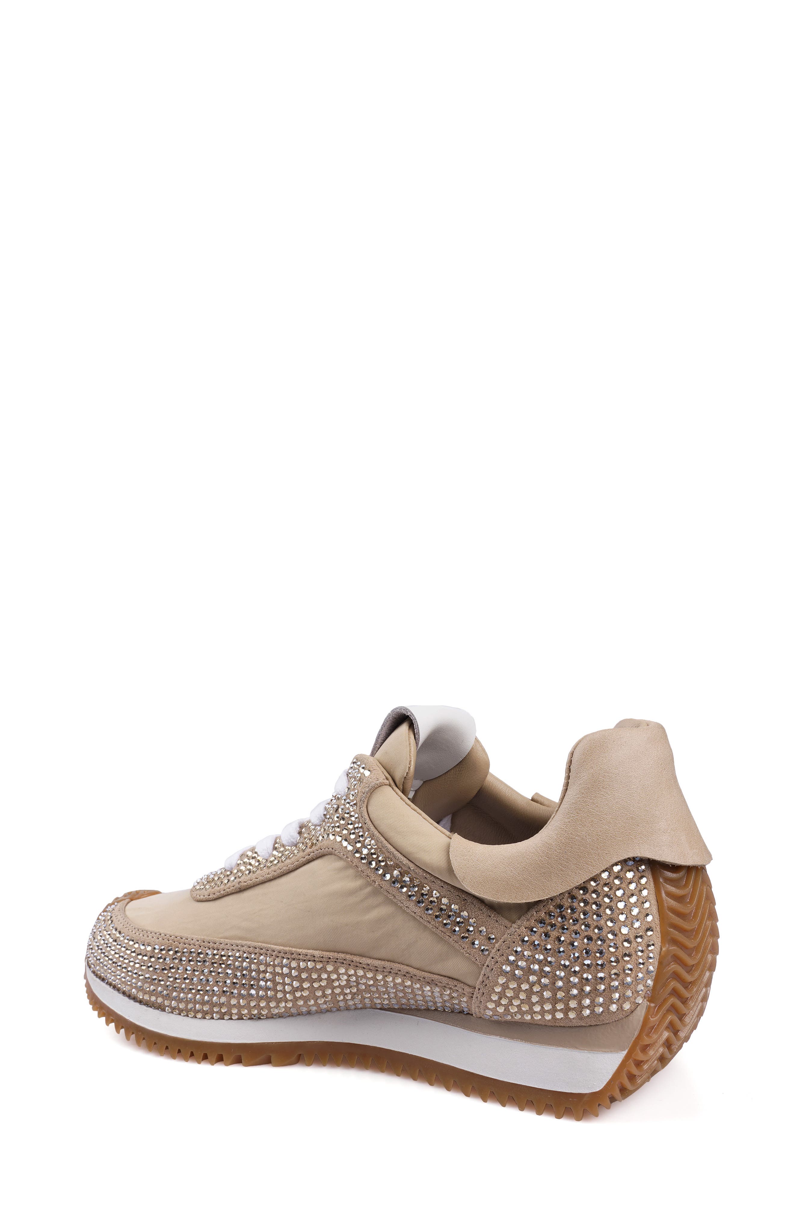 Freya Rhinestone Sneaker, Alternate, color, BEIGE SUEDE