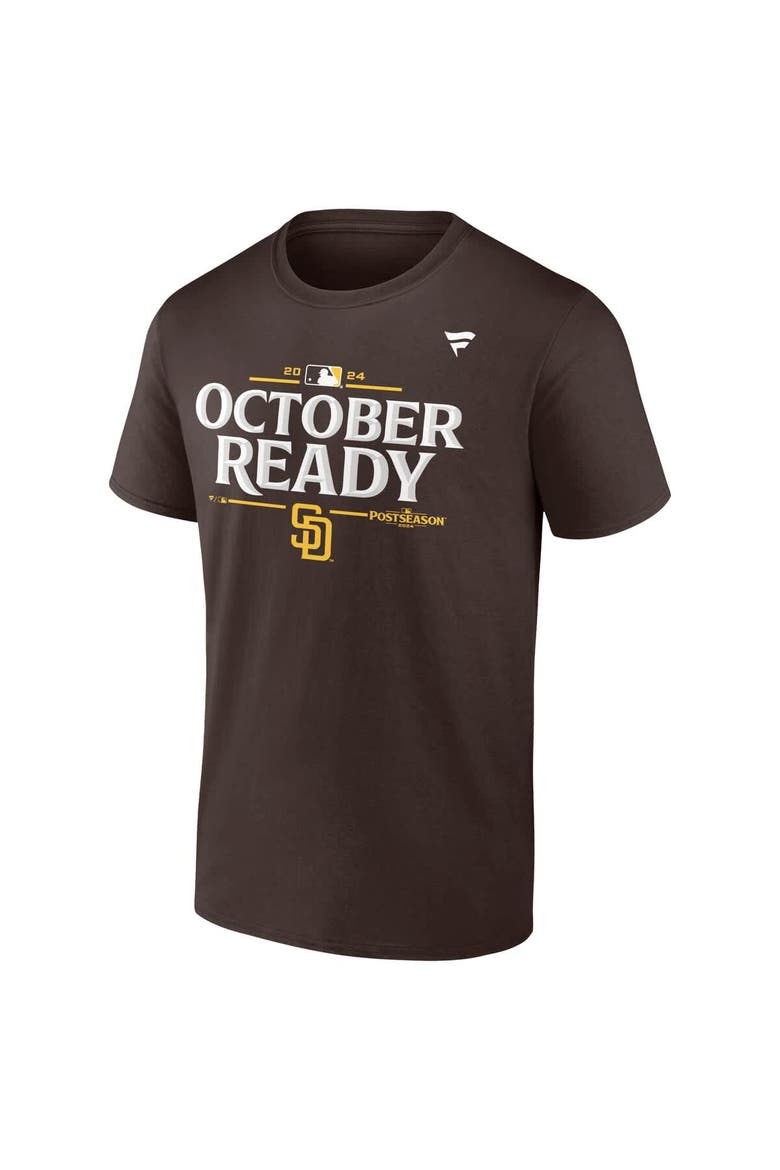 Men's Fanatics  Brown San Diego Padres 2024 MLB Postseason Locker Room T-Shirt, Alternate, color, Brown