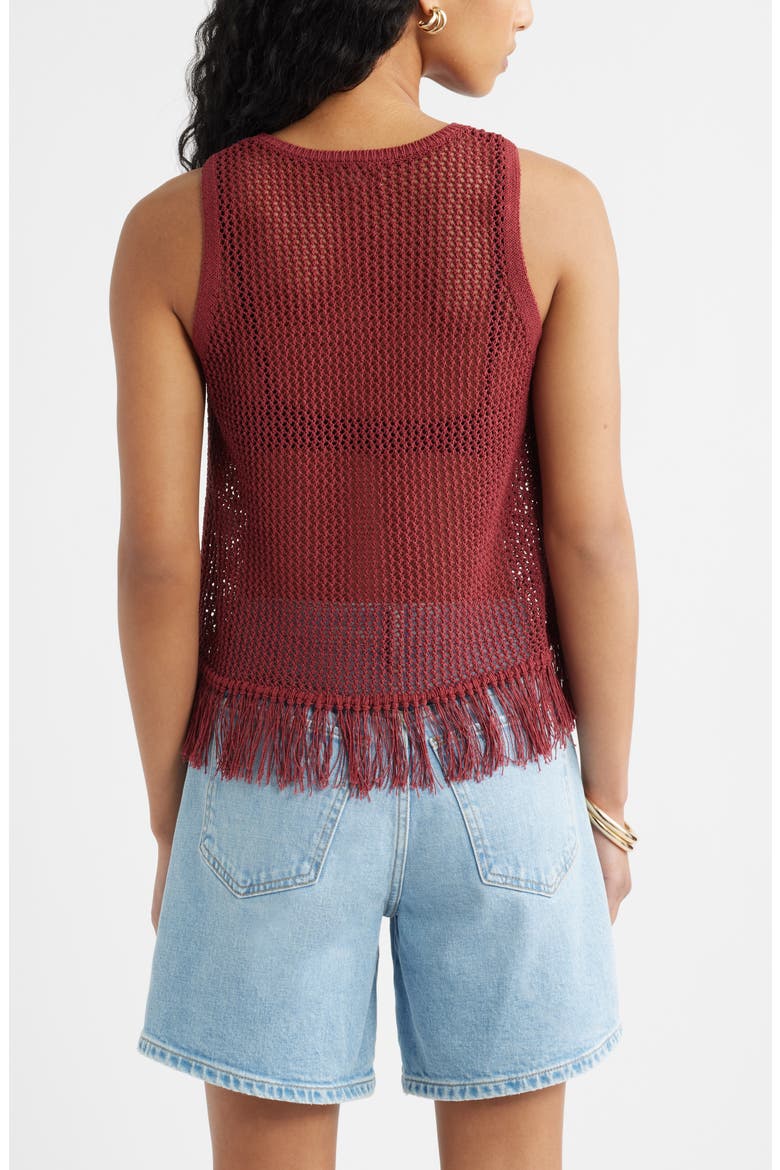 Fringe Sleeveless Sweater, Alternate, color, RED RUBY