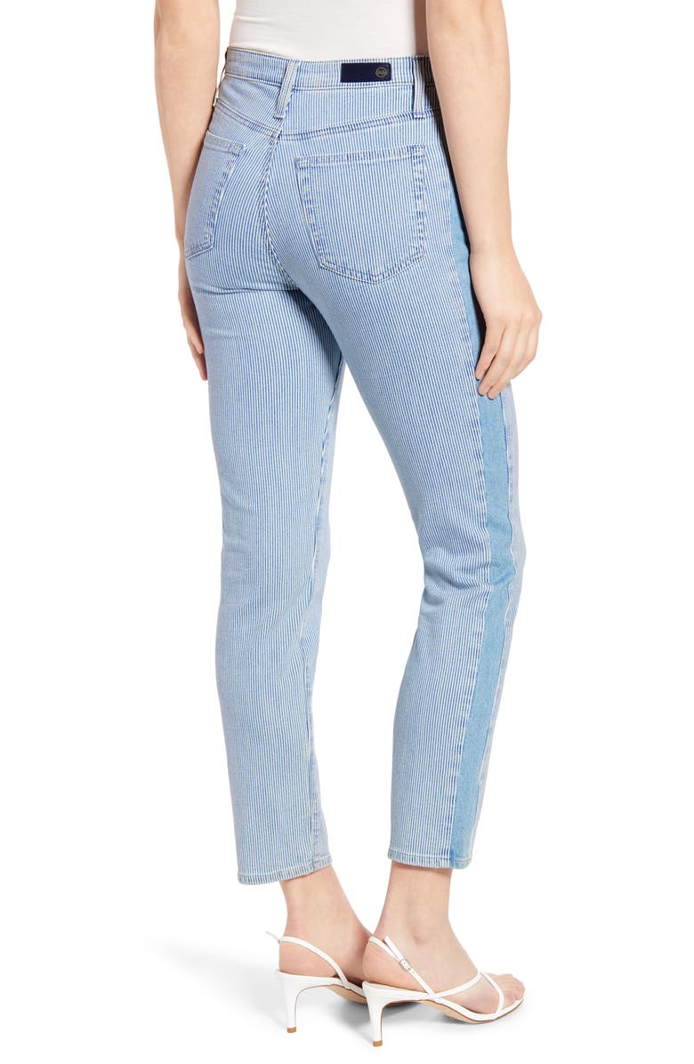 AG Isabelle Stripe High Waist Side Panel Ankle Skinny Jeans, Alternate, color, 