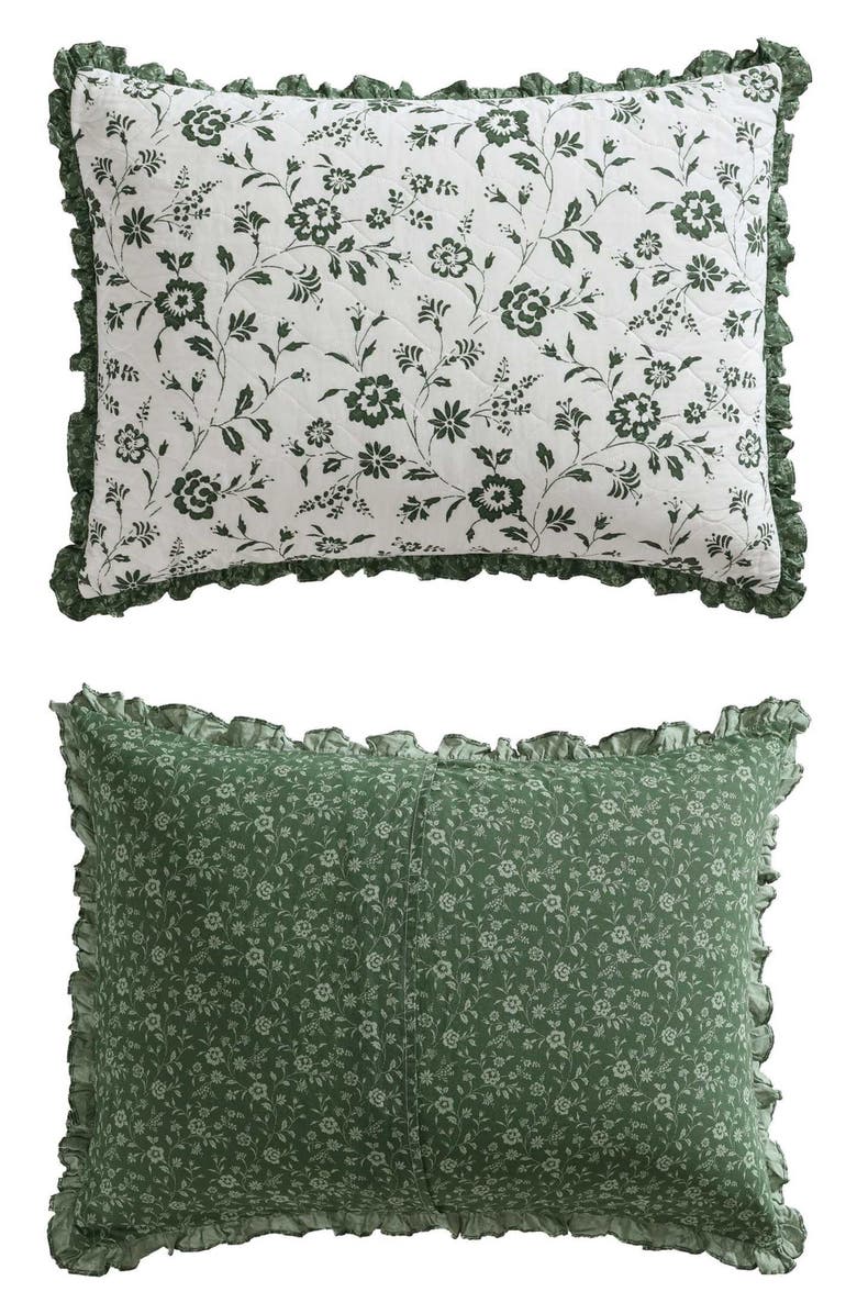 Laura Ashley Miranda Floral Cotton Quilt & Sham Set, Alternate, color, Dark Green