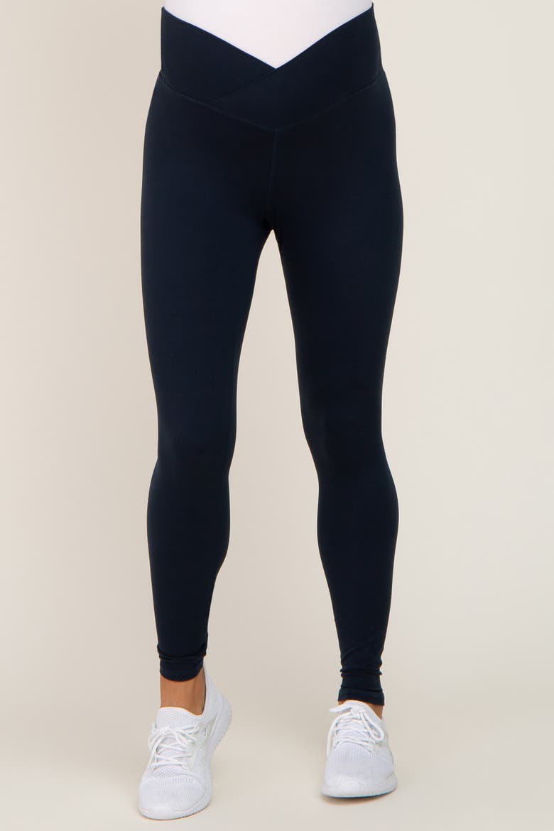 Crossover Waist Leggings, Alternate, color, Navy Blue