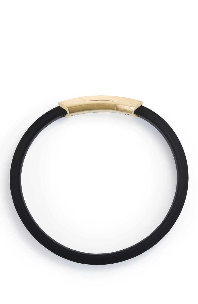 David Yurman Forged Carbon Rubber ID Bracelet with 18K Gold, Alternate, color,