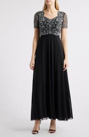 Pisarro Nights Beaded Bodice A-Line Gown