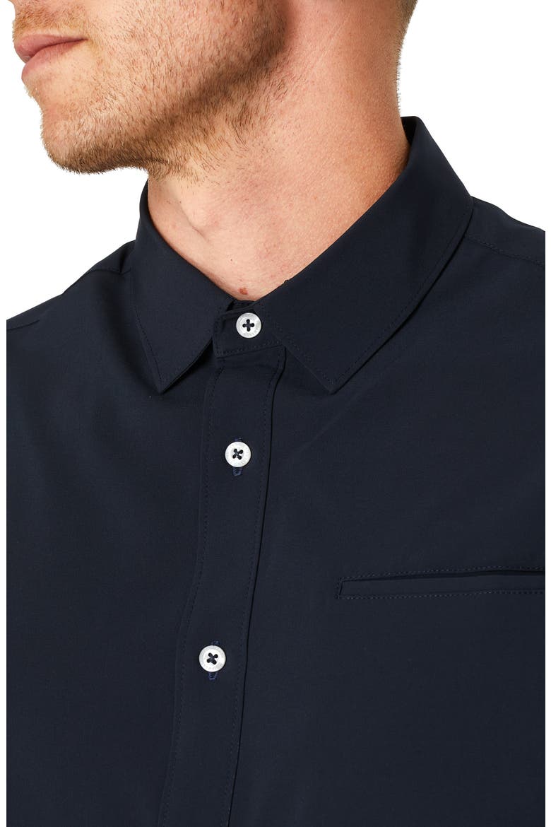 Grant Solid Performance Short Sleeve Button-Up Shirt, Alternate, color, NAVY