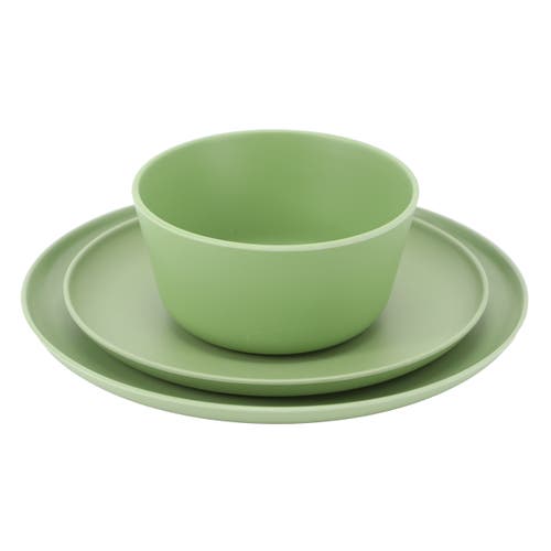 Gibson Home Fairhope 12 Piece Melamine Round Dinnerware Set In Green