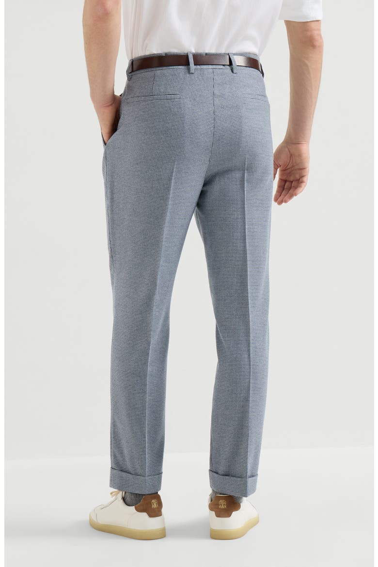 Cashmere and silk houndstooth flannel trousers with pleat, Alternate, color, Cerulean