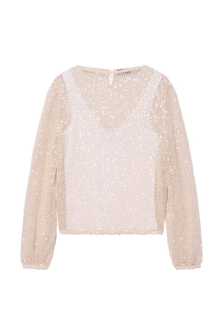 Sequin Layered Balloon Top, Alternate, color, Neutral